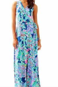 Lilly Pulitzer Delfina Maxi Wrap Dress- exotic escapade